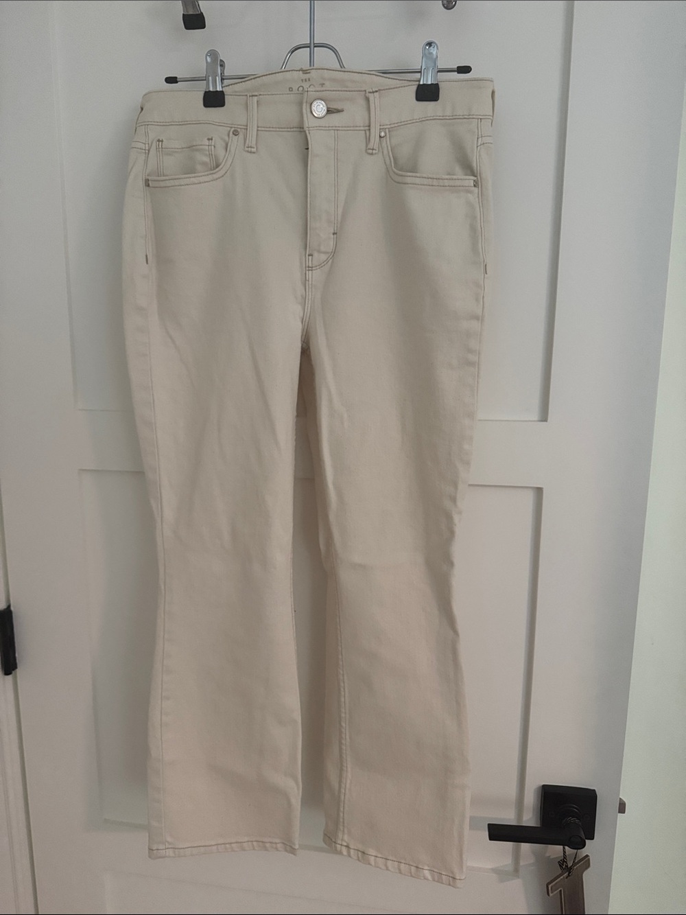 White House Black Market Cream Wide-Leg Jeans